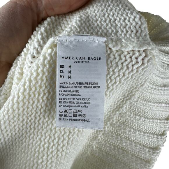 AMERICAN EAGLE OUTFITTERS AEO Cream Knit Cropped Pullover Sweater Size Medium - Picture 7 of 7